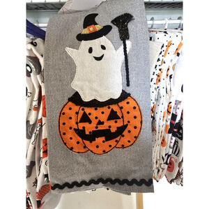 Ghost With Pumpkin Halloween Embroid. Applique Set of 2 Towel Set Max Studio